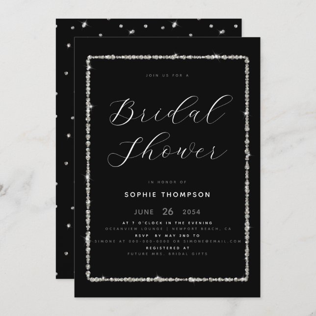 Convites Chá de panela de Frame Glitter de Disjuntor Modern (Frente/Verso)