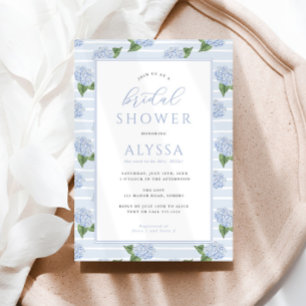 Convites Chá de panela de Frame Padrão de Hydrangea Azul