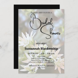 Convites Chá de panela de Fundo Floral Suculto Branco