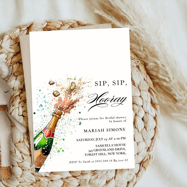 Convites Chá de panela de Garrafa de Champanhe Cor-de-Rosa  (Criador carregado)