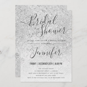 Convites Chá de panela de Glitter de Prata