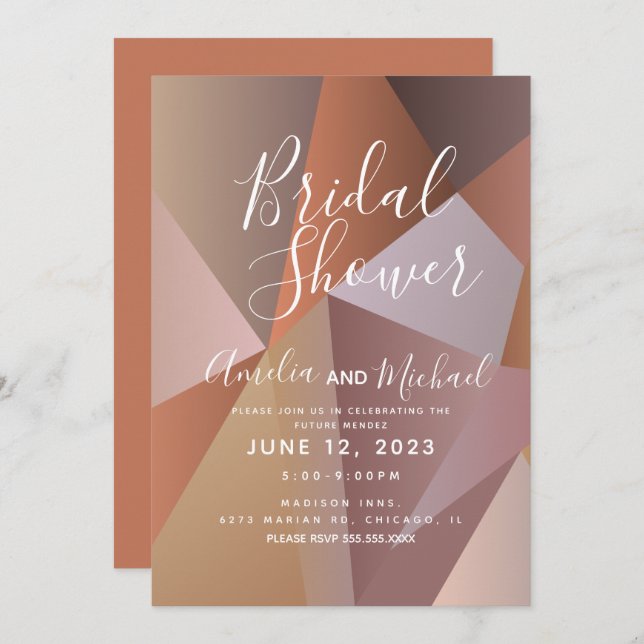 Convites Chá de panela de Gradiente de Formas Geométricas N (Frente/Verso)