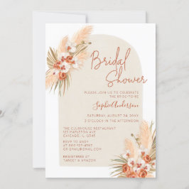 Convites Chá de panela de Grass Boho Terracotta Pampas