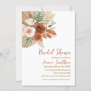 Convites Chá de panela de Grass Boho Watercolor Floral Pomp