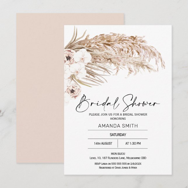 Convites Chá de panela de Grass de Pomares Boêmicos (Frente/Verso)