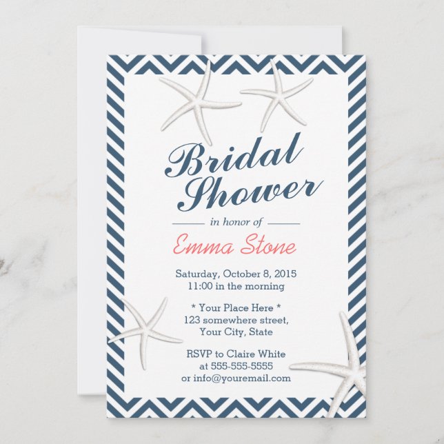 Convites Chá de panela de Grelhas de Estrelas Náuticas (Frente)