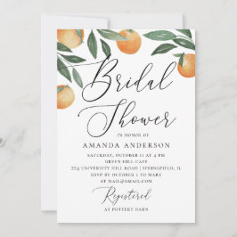 Convites Chá de panela de guião de citrinos de aquarelas