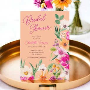 Convites Chá de panela de guião de flores silvestres, arroj