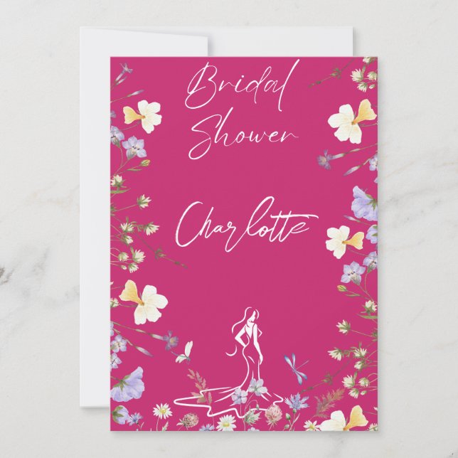 Convites Chá de panela de guião de flores silvestres, arroj (Frente)