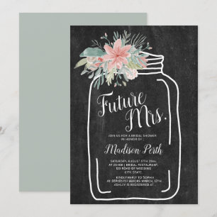 Convites Chá de panela de guião de jarro floral de giz de g