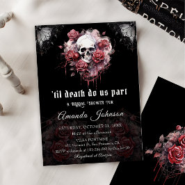 Convites Chá de panela de Halloween do Rosa preto gótico