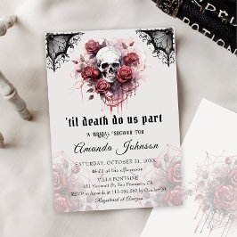 Convites Chá de panela de Halloween do Rosa preto gótico