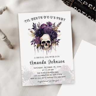 Convites Chá de panela de Halloween Floral Gótico-Crânio