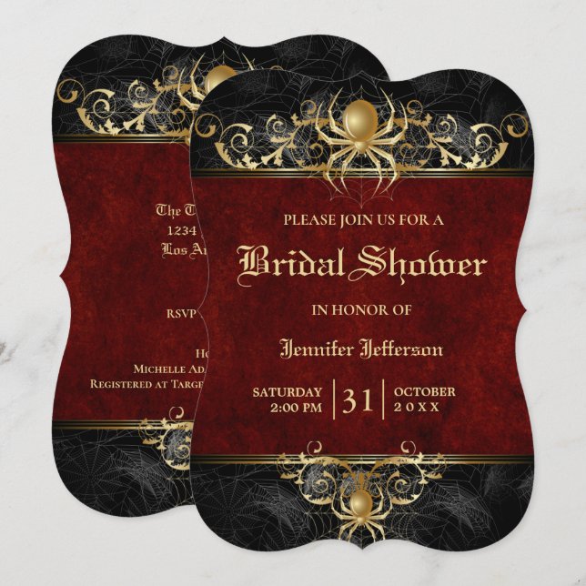 Convites Chá de panela de Halloween Gótico (Frente/Verso)