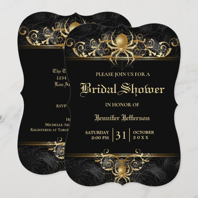 Convites Chá de panela de Halloween Gótico (Frente/Verso)