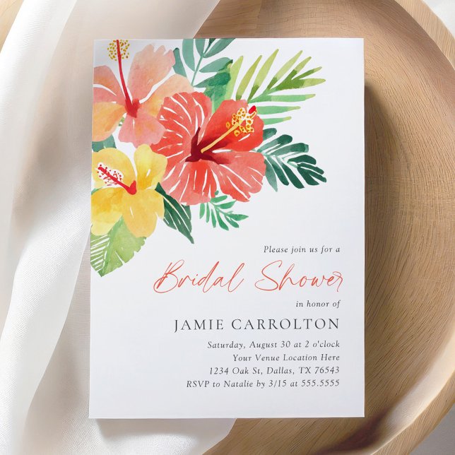 Convites Chá de panela de Hibiscus Tropical Floral (Criador carregado)