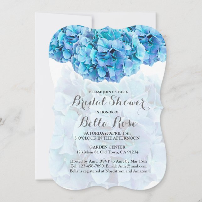 Convites Chá de panela de hydrangea azul convida hydrangea3 (Frente)