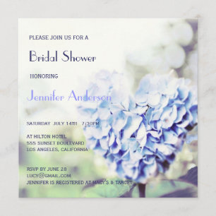 Convites Chá de panela de Hydrangea Azul em Forma de Cora