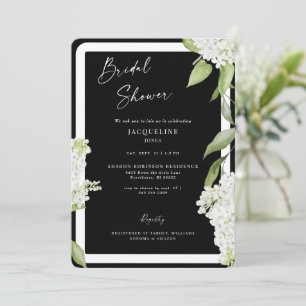 Convites Chá de panela de Hydrangea Preta Elegante