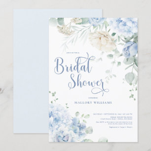 Convites Chá de panela de Hydrangeas Azul e Branco