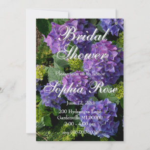 Convites Chá de panela de hydrangeas azul-púrpura