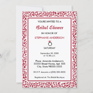 Convites Chá de panela de Impressão de Leopardo Vermelho e 