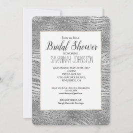 Convites Chá de panela de Impressão de Zebra Silver Glitz