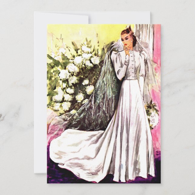 Convites chá de panela de impressão do casamento de 1938 (Frente)