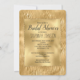 Convites Chá de panela de Impressão Zebra Dourada Glitz