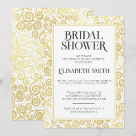 Convites Chá de panela De Inverno Chic White E Dourado