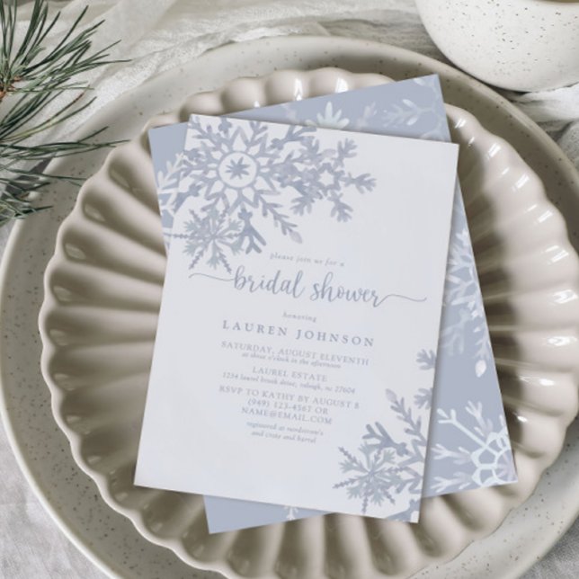 Convites Chá de panela de inverno com Floco de Neve Azul Mo (Easily personalize this snowflake bridal shower invite with your deets for an amazing winter shower
)
