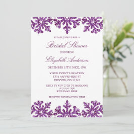 Convites Chá de panela de inverno com floco de neve roxo
