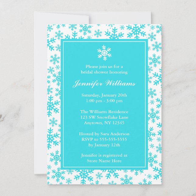 Convites Chá de panela de inverno na borda do floco de neve (Frente)