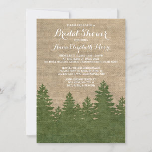 Convites Chá de panela de inverno Rustic Burlap Pine Trees