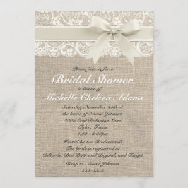 Convites Chá de panela de Ivory Lace Burlap