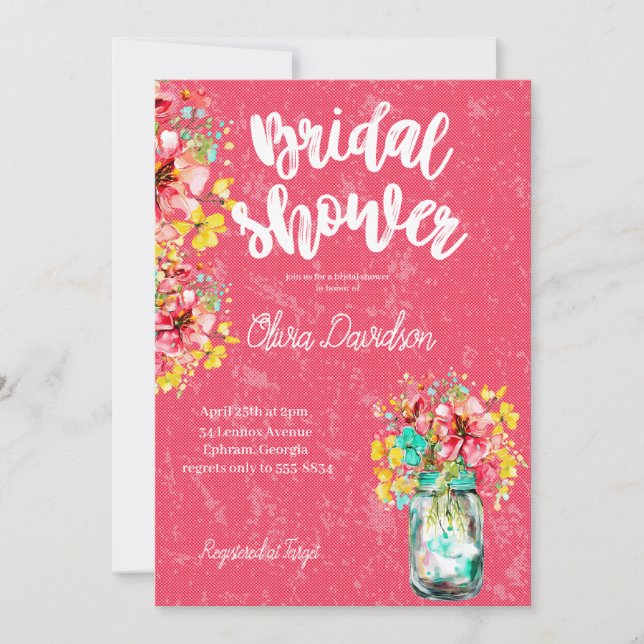 Convites Chá de panela de Jardim de Portas Petal (Frente)