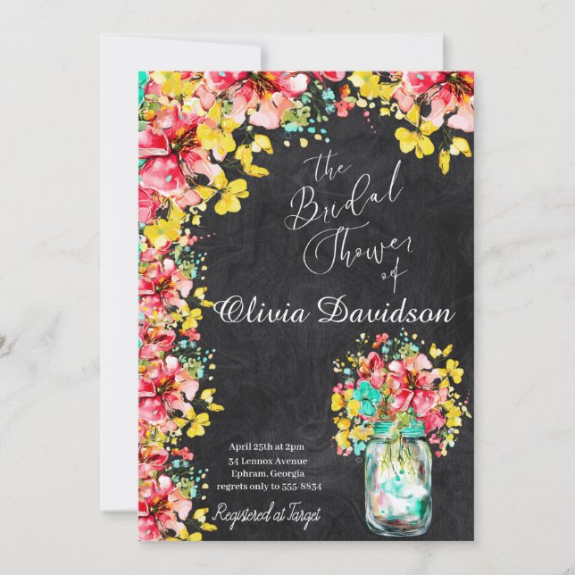 Convites Chá de panela de Jardim de Portas Petal (Frente)