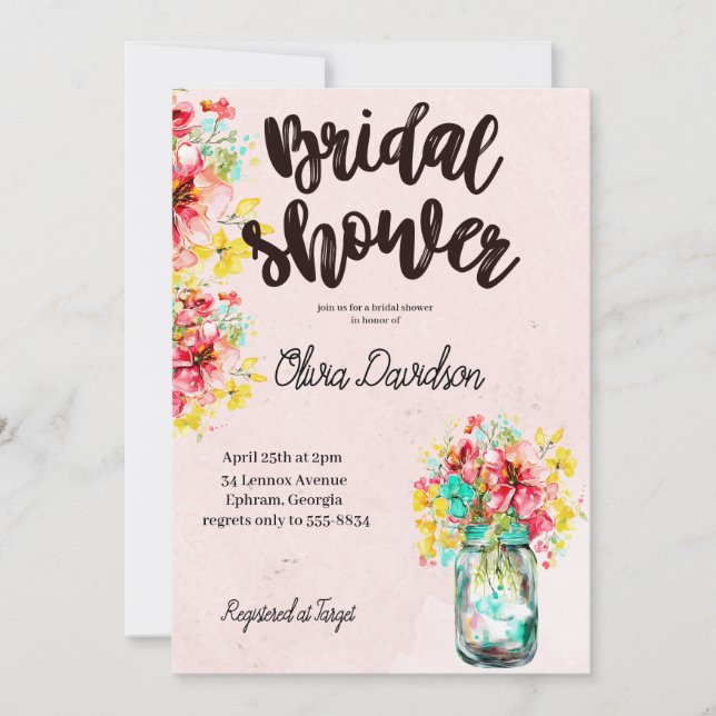 Convites Chá de panela de Jardim de Portas Petal (Frente)