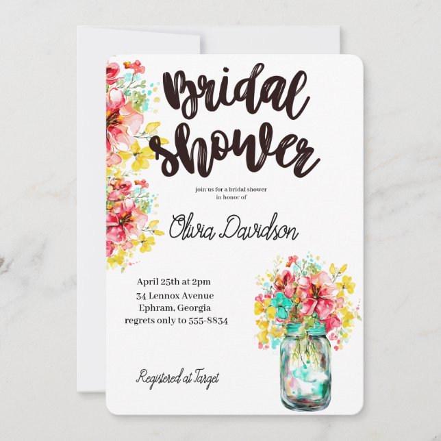 Convites Chá de panela de Jardim de Portas Petal (Frente)