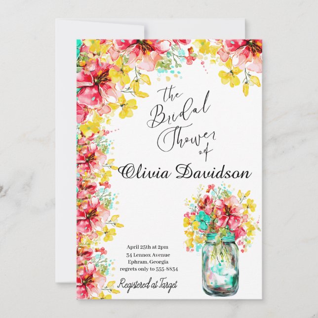 Convites Chá de panela de Jardim de Portas Petal (Frente)