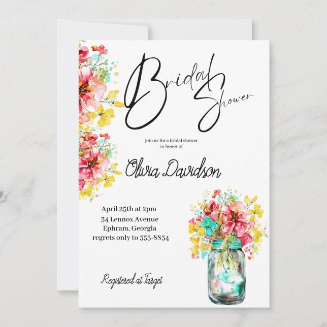 Convites Chá de panela de Jardim de Portas Petal (Frente)