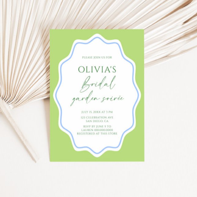 Convites Chá de panela de Jardim de Quadros Verde Azul Esca (Criador carregado)