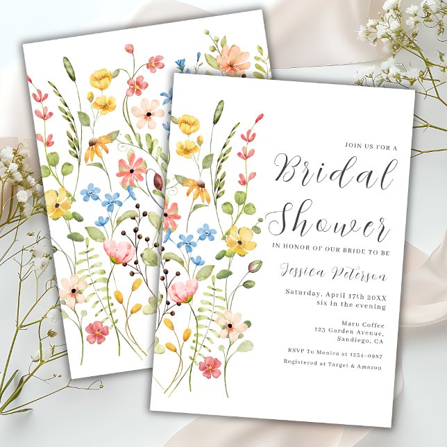 Convites Chá de panela de Jardim Elegante de primavera Wild (Criador carregado)