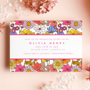 Convites Chá de panela de Jardim Flor do Hippie Rainbow