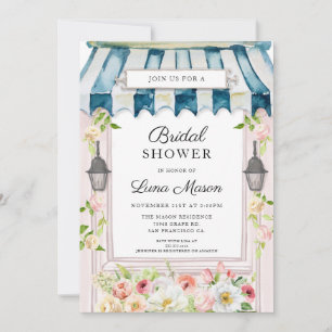 Convites Chá de panela de Jardim Floral, Rosa e Azul