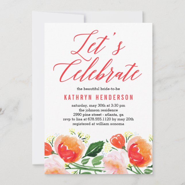 Convites Chá de panela de Jardim Vibrante (Frente)