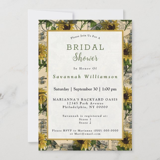 Convites Chá de panela de Jornal Amarelo-Amarelo (Frente)