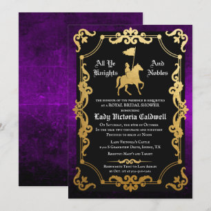 Convites Chá de panela de Jousting Knight medieval