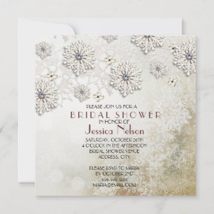 Convites Chá de panela de Lace Snowflakes de Natal