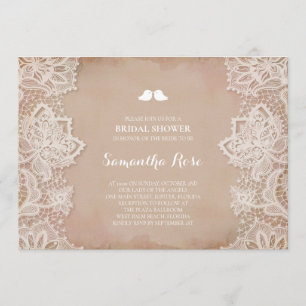 Convites Chá de panela de Lace Vintage Rosa